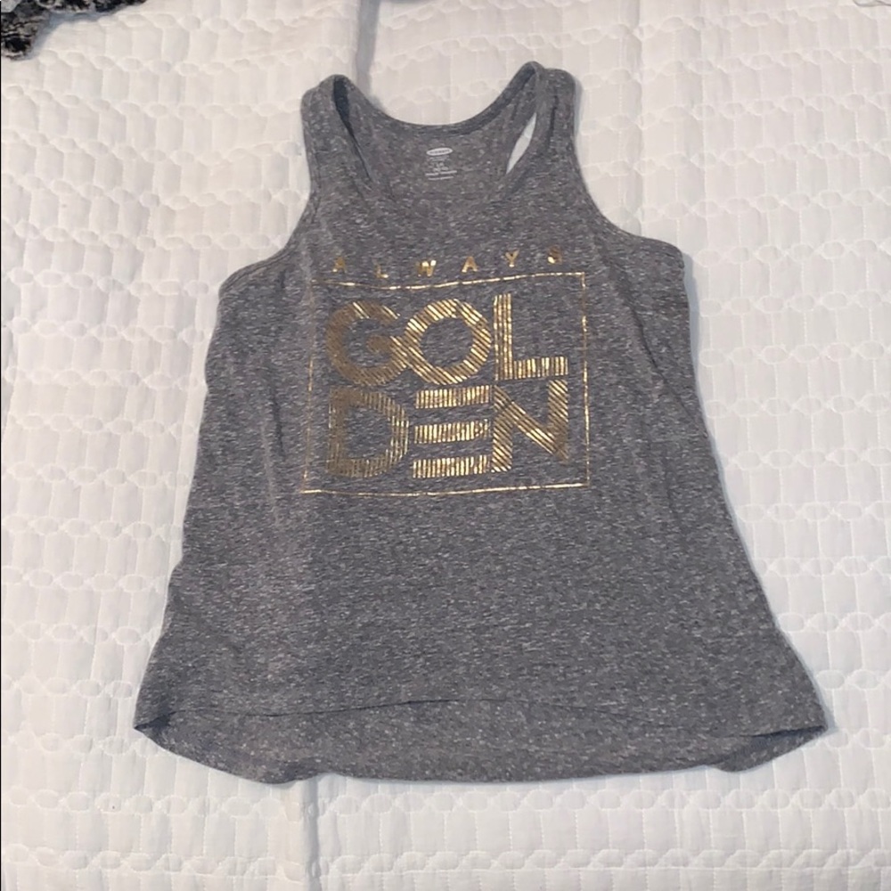 Old Navy grey tank top.